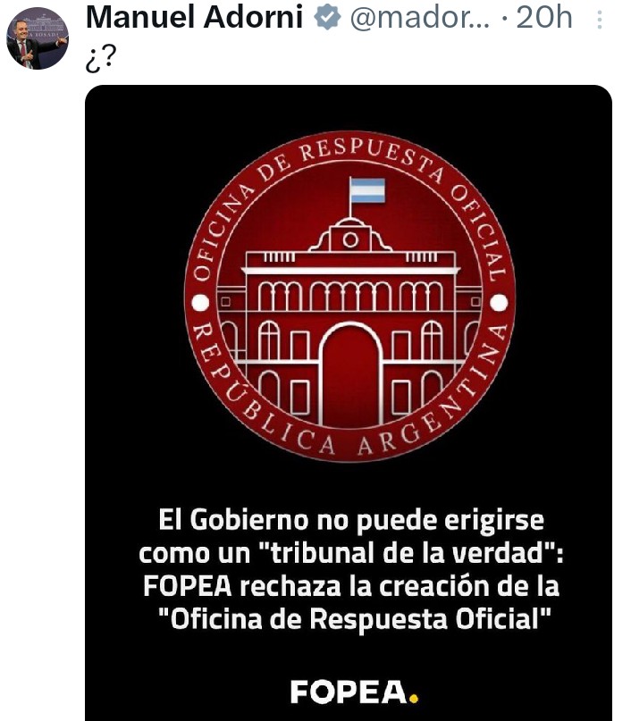 Cuenta en X de Manuel Adorni